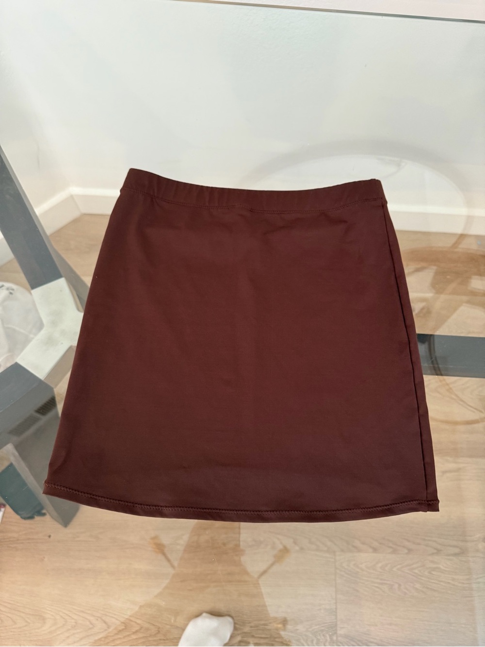 SKIMS Chocolate Brown High Low Bodycon Mini Skirt XS